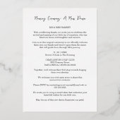 Invitation En Aluminium Cérémonie Romantique de nom de lit joyeux or (Verso)