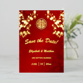 Invitation En Aluminium Cerise Blossom Mariage Chinois Enregistrer La Date (Debout devant)