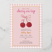 Invitation En Aluminium Cerise sur le Baby shower supérieur (Recto)