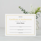 Invitation En Aluminium Certificat d'authenticité Foil personnalisé (Debout devant)