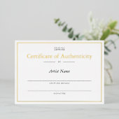Invitation En Aluminium Certificat d'authenticité personnalisé Gold Foil (Debout devant)