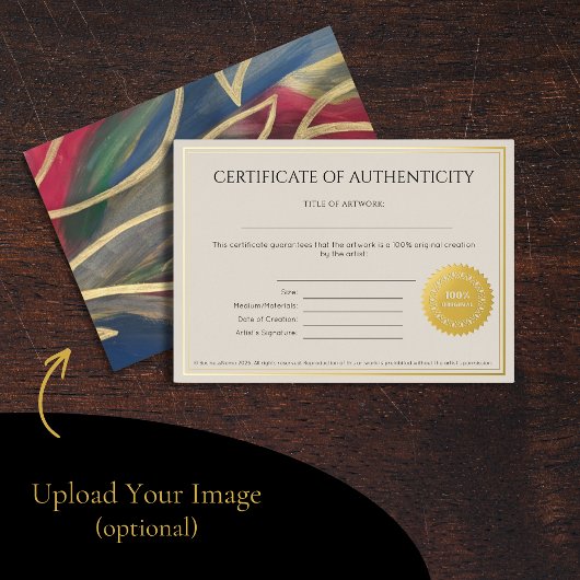 Invitation En Aluminium Certificate of Authenticity for Artists