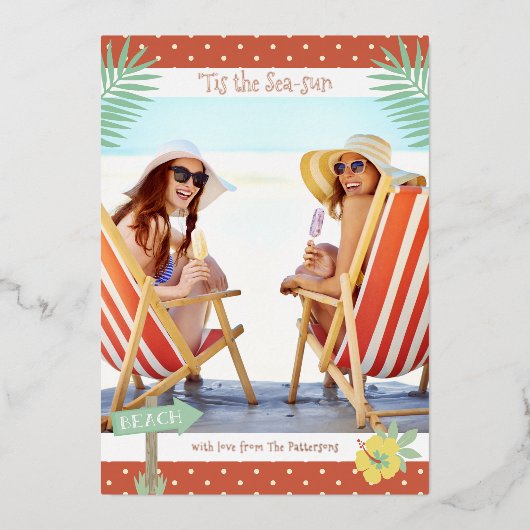 Invitation En Aluminium 'C'Est La Plage Tropicale Mer-Soleil Noël Été (Recto)