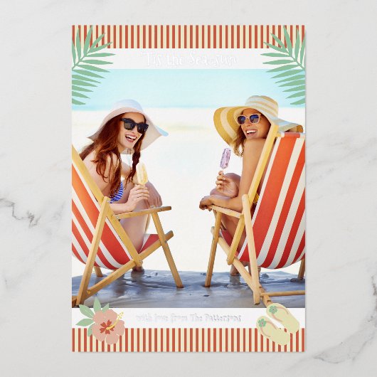 Invitation En Aluminium 'C'Est La Plage Tropicale Mer-Soleil Noël Été (Recto)