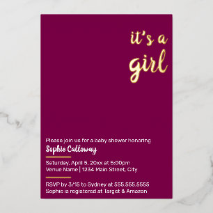 Invitation En Aluminium C'est un Baby shower minimaliste féminin