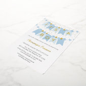 Invitation En Aluminium C'est un garçon Blue Bunting Flags Baby shower pho (Rotation)