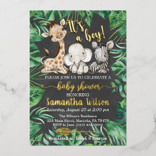 Invitation En Aluminium C'est un Garçon Safari Wild Baby Shower Réel