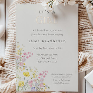 Invitation En Aluminium C'est une fille Floral Boho petites fleurs sauvage