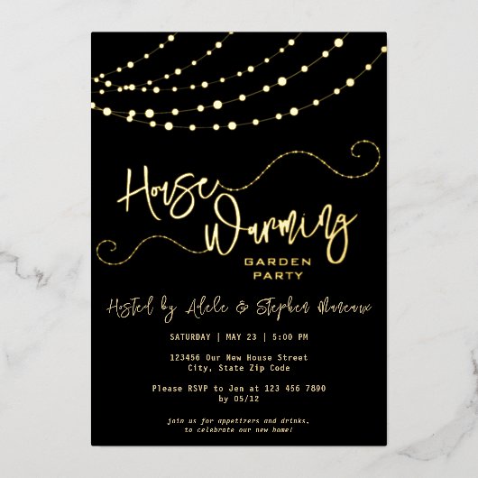 Invitation En Aluminium Chaîne de lumière moderne Script de ménage Partie  (Recto)
