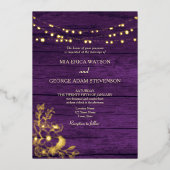 Invitation En Aluminium Chaîne Lights Gold Purple Code QR Mariage (Recto)