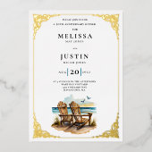 Invitation En Aluminium Chaise de plage Simplistic mariage (Recto)