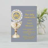 Invitation En Aluminium Chalice Host First Communion (Debout devant)