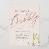 Invitation En Aluminium Champagne Blush moderne douche rose or (Recto)