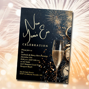 Invitation En Aluminium Champagne élégant pour la Saint-Sylvestre