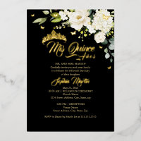 Champagne Floral Noir Mis Quince Quinceanera