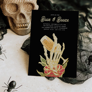 Invitation En Aluminium Champagne Ghoost "Boos & Booze" Halloween Party