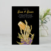 Invitation En Aluminium Champagne Ghoost "Boos & Booze" Halloween Party (Debout devant)