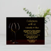 Invitation En Aluminium Champagne Glass Réception de mariage Foil Invitati (Debout devant)