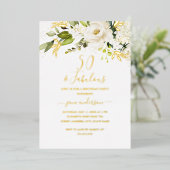 Invitation En Aluminium Champagne Gold Floral 50 & Fabuleuse huile d'anniv (Debout devant)