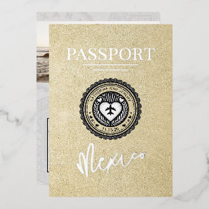 Invitation En Aluminium Champagne Mexique Passeport Mariage