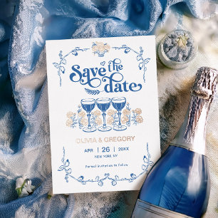 Invitation En Aluminium Champagne pétillant vintage Enregistrer la date