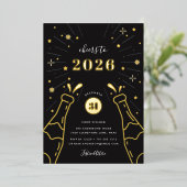Invitation En Aluminium Champagne Pop | New Years Eve Party (Debout devant)