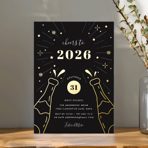 Invitation En Aluminium Champagne Pop Soirée du Nouvel An