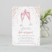 Invitation En Aluminium Champagne rose | Fête des mariées Rose Gold (Debout devant)