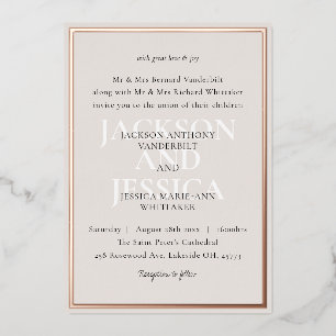Invitation En Aluminium Champagne & Rose Gold Elegant minimaliste Mariage