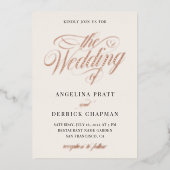 Invitation En Aluminium Champagne tout en un simple Mariage d'ivoire or (Recto)