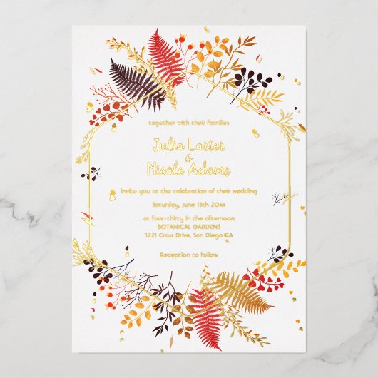 Invitation En Aluminium Champignons sauvages Fleurs Fleurs Fleurs Folin Fo (Recto)