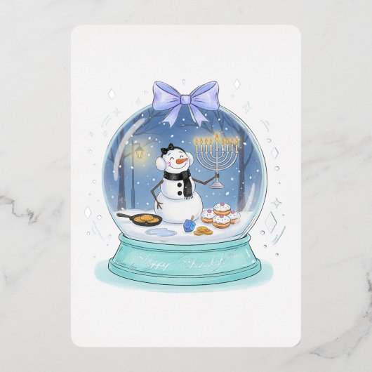 Invitation En Aluminium Chanukah Snow Globe (Recto)