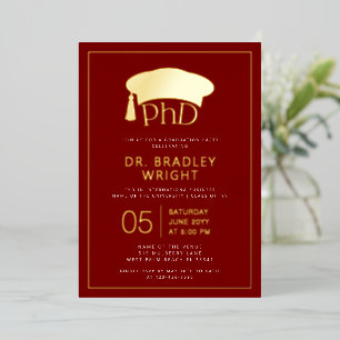 Invitation En Aluminium Chapeau de doctorat PhD Diplôme de doctorat Remise