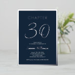 Invitation En Aluminium Chapitre 30 Bleu 30e anniversaire fête Argent<br><div class="desc">Invitation en papier argenté moderne et minimale du "chapitre 30" pour une fête de 30e anniversaire. Personnalisez-le avec son nom et les détails du parti,  y compris la date,  les informations RSVP,  et toute autre information nécessaire. Conception avec un arrière - plan bleu marine.</div>