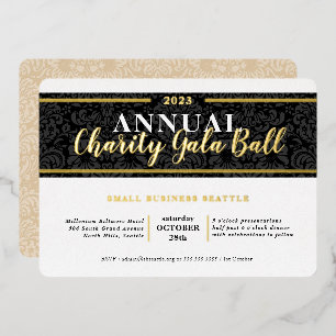 Invitation En Aluminium CHARITY GALA BALL élégant événement cravate noire 