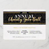 Invitation En Aluminium CHARITY GALA BALL élégant événement cravate noire  (Recto)