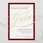 Invitation En Aluminium CHARITY GALA chic de calligraphie classique maroon (Recto)