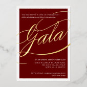 Invitation En Aluminium CHARITY GALA élégante calligraphie bordeaux or rou (Recto)
