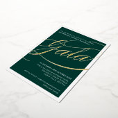 Invitation En Aluminium CHARITY GALA élégante calligraphie or vert foncé (Rotation)