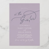 Invitation En Aluminium Charme élégant Argent Foil violet Jardin Mariage (Recto)