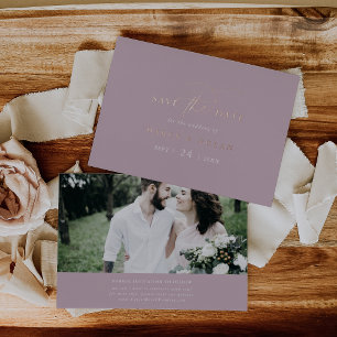 Invitation En Aluminium Charme Élégant Rose Foncé Or Feuille Save the Date