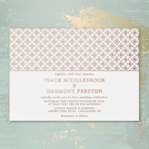 Invitation En Aluminium Charmes de Crépuscule Rose Gold Mariage Blanc