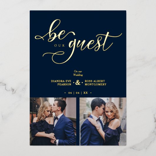 Invitation En Aluminium Charming Romantic Whimsy Script Navy Blue (Recto)