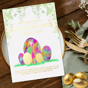 Invitation En Aluminium Chasse aux œufs de brunch de Pâques Aquarelle colo