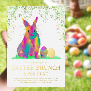 Invitation En Aluminium Chasse aux œufs de Pâques Brunch printanier Lapin