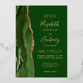 Invitation En Aluminium Chasseur d'âge moderne Mariage d'or vert (Recto)