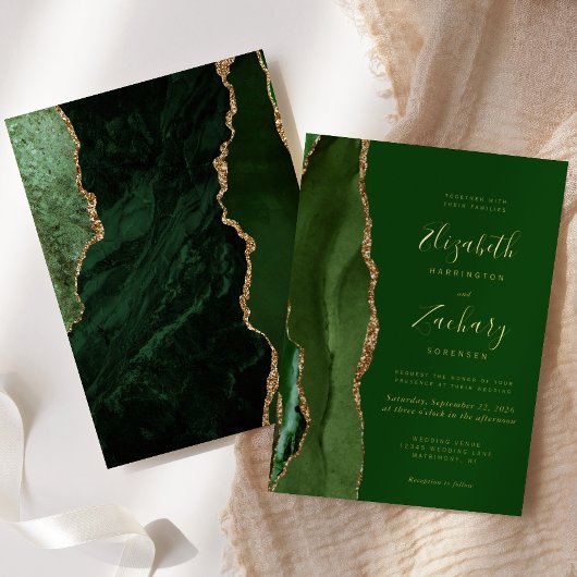 Invitation En Aluminium Chasseur d'âge moderne Mariage d'or vert