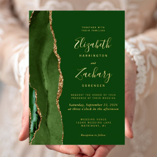 Invitation En Aluminium Chasseur d'âge moderne Mariage d'or vert