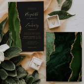 Invitation En Aluminium Chasseur d'âge moderne Vert Or Mariage foncé