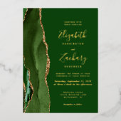 Invitation En Aluminium Chasseur de Modern Agate Vert Or Mariage (Recto)